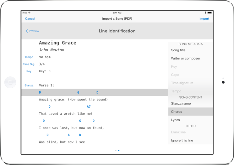 Import preview line identification screenshot